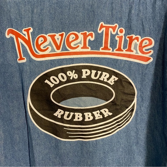 DisneyParks CarsLand Never Tire Speed Shop Radiator Springs Denim M - Picture 4 of 9